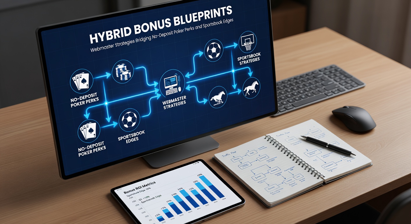 Infographic illustrating hybrid bonus flow from poker no-deposit signup to sportsbook wager redemption with conversion metrics