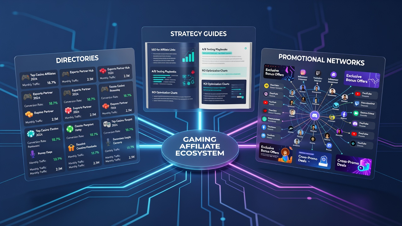 Promotional networks linking affiliates with gaming operators through shared resources