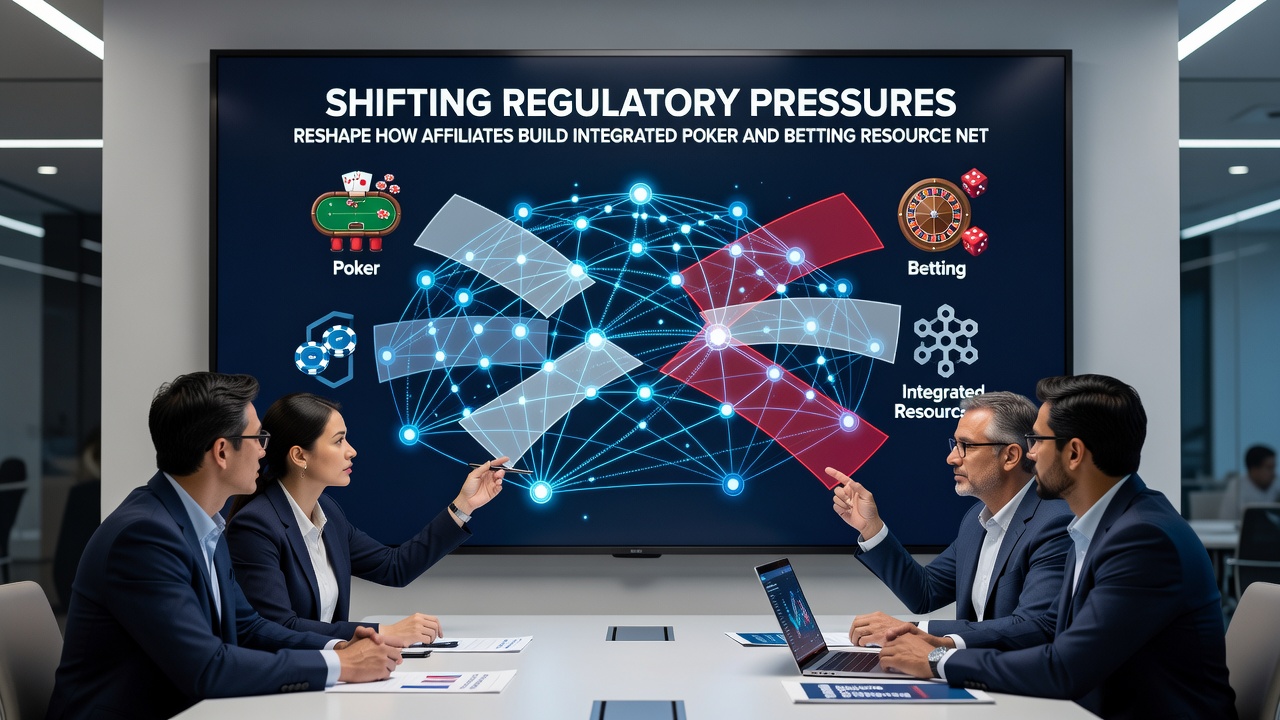 Affiliate teams reviewing compliance dashboards for integrated poker and betting networks